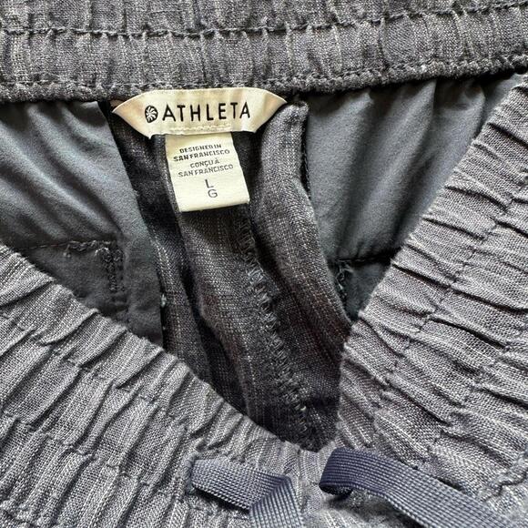 NWT Athleta 100% Linen Retreat Ankle Pants Raining Violet Women’s size Large - Picture 9 of 15